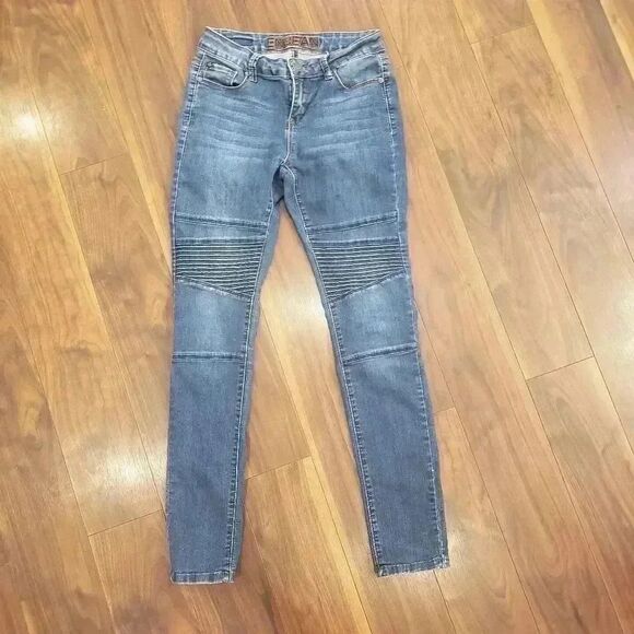 Enjean Women's Ankle Skinny Soft Mid Rise Blue Jeans - Picture 2 of 13